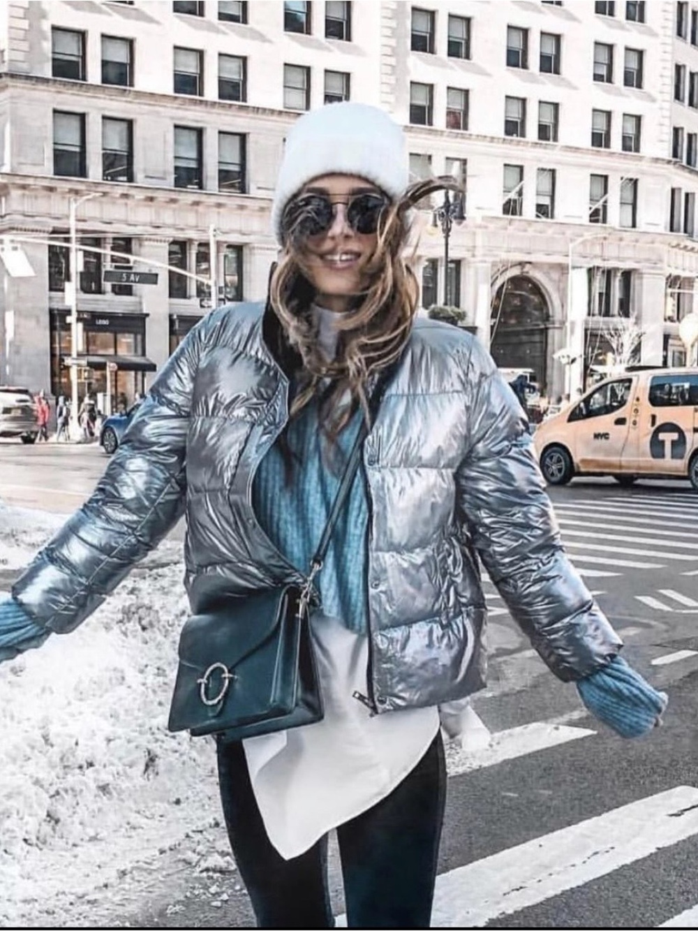 Old Navy Metallic Silver Puffer Jacket